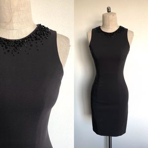 H&M BEADED NECK DARK GREY FITTED DRESS - 4